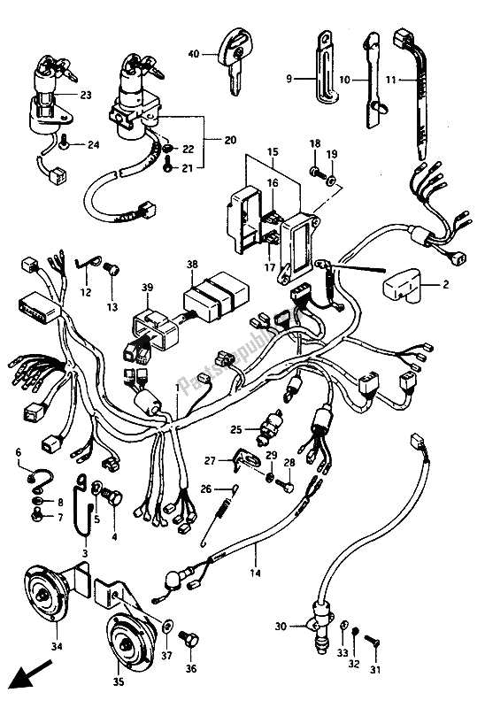 All parts for the Wiring Harness of the Suzuki GSX 1100 Esef 1150 EF 1986