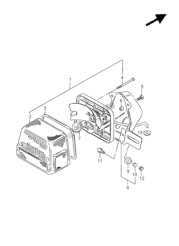 Alle onderdelen voor de Combinatielicht Achter (e1-e30) van de Suzuki GN 125E 1997