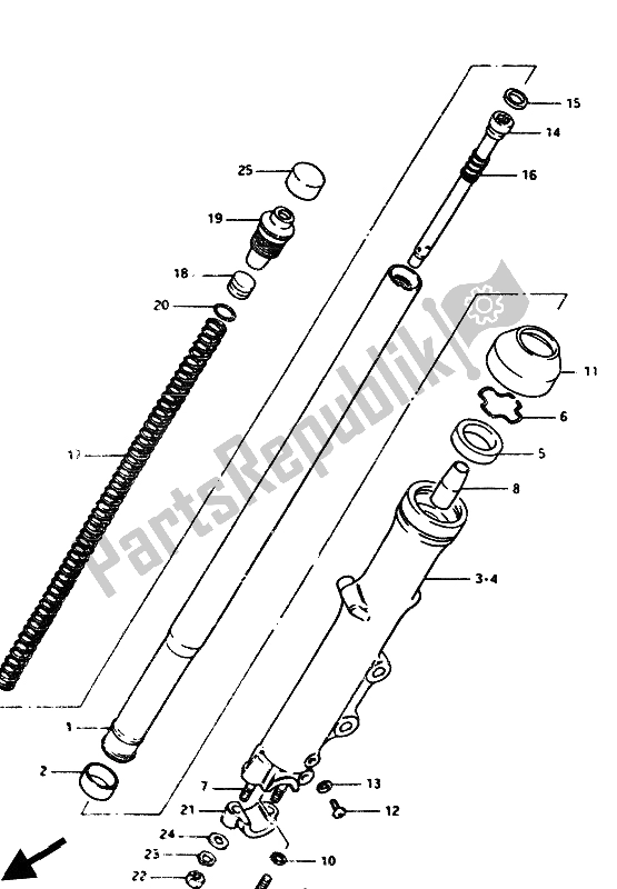 Todas las partes para Tenedor Frontal de Suzuki GS 1100G 1985