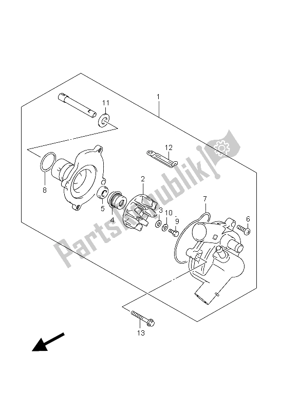 All parts for the Water Pump of the Suzuki GSR 750A 2012