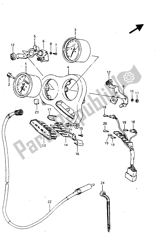 All parts for the Speedometer of the Suzuki GSX R 750R 1986