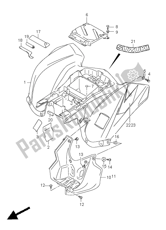 All parts for the Rear Fender of the Suzuki LT Z 250 Quadsport 2009