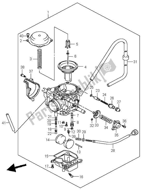 All parts for the Carburetor of the Suzuki LT A 400F Eiger 4X4 2004