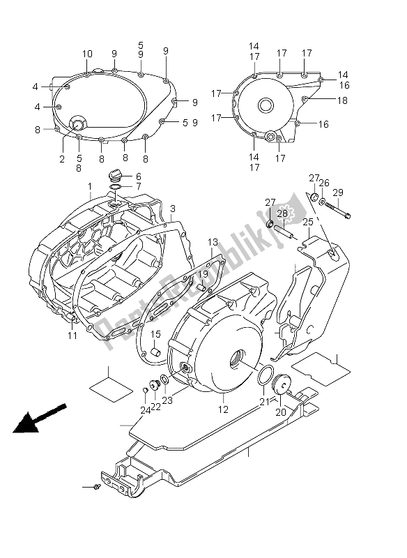 All parts for the Crankcase Cover of the Suzuki VZ 800 Marauder 2006