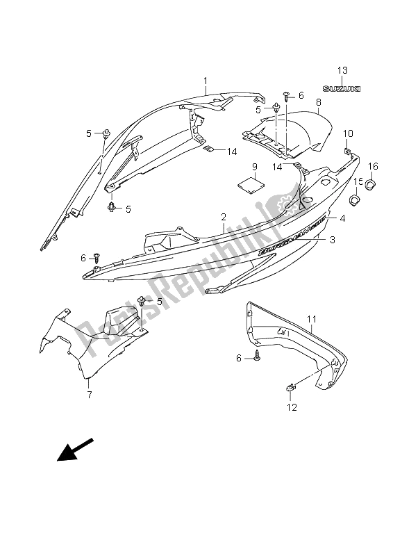 All parts for the Frame Cover of the Suzuki UH 200 Burgman 2009