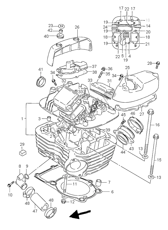 Todas as partes de Cabeça Do Cilindro (traseira) do Suzuki VS 800 Intruder 1999