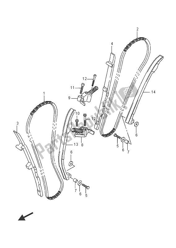 All parts for the Cam Chain of the Suzuki VZ 800 Intruder 2016