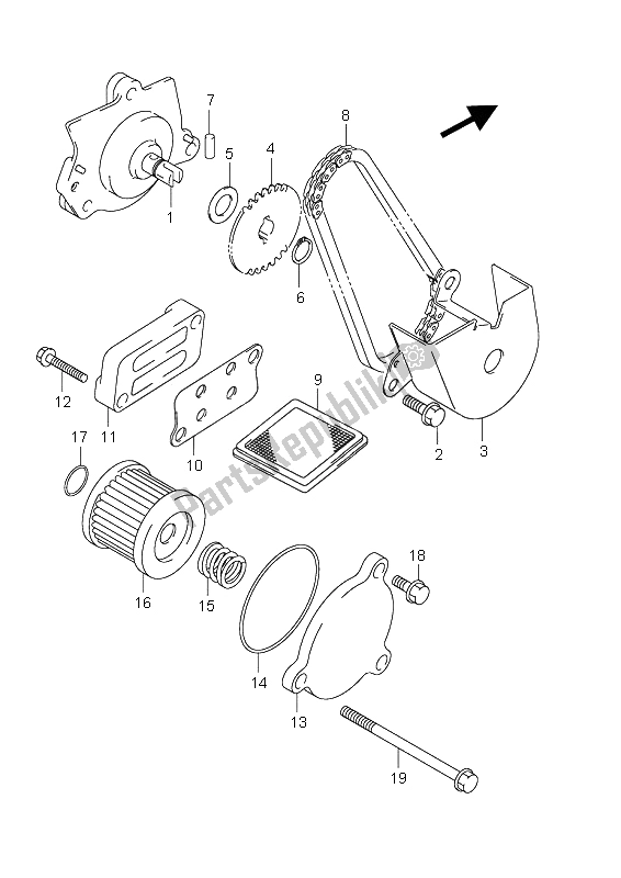 All parts for the Oil Pump of the Suzuki UH 200 Burgman 2009