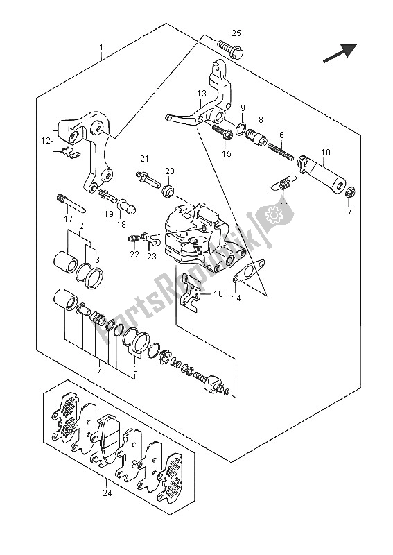 All parts for the Rear Caliper (an400) of the Suzuki Burgman AN 400 ZZA 2016