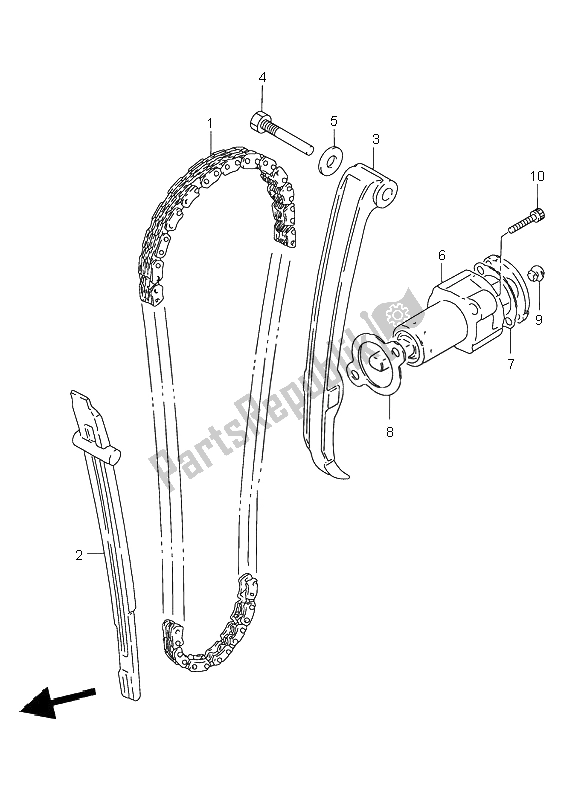 All parts for the Cam Chain of the Suzuki GZ 250 Marauder 2000