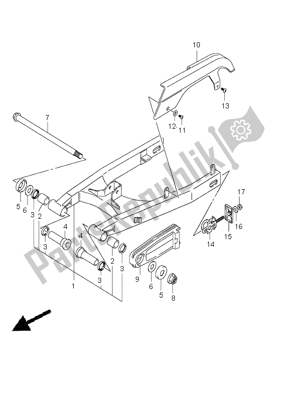 All parts for the Rear Swinging Arm of the Suzuki RV 125 Vanvan 2005