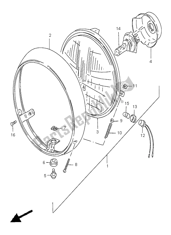 Alle onderdelen voor de Koplamp (e4) van de Suzuki GN 250E 1998