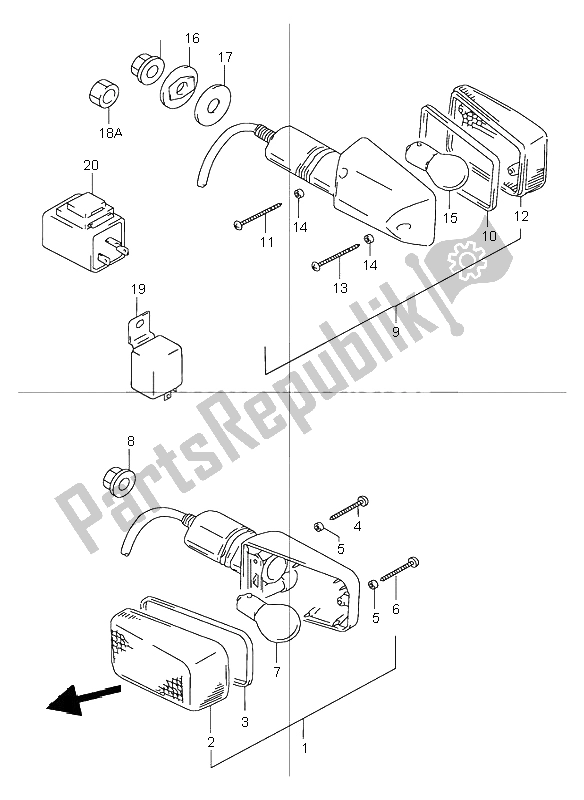 All parts for the Turn Signal Lamp of the Suzuki TR 50S Street Magic 1999