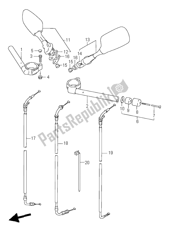 All parts for the Handlebar of the Suzuki GSX R 1100W 1997
