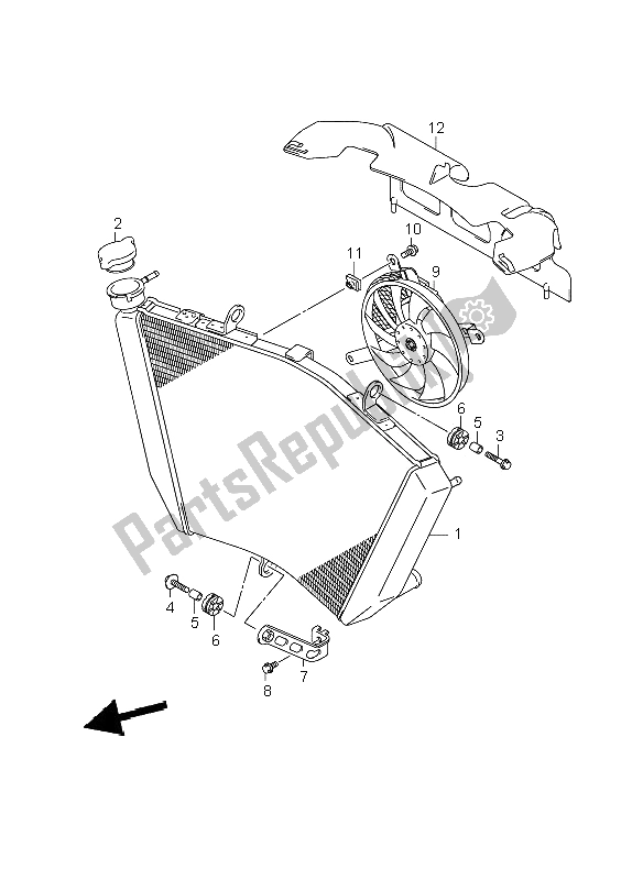 Alle onderdelen voor de Radiator van de Suzuki GSX R 750 2006