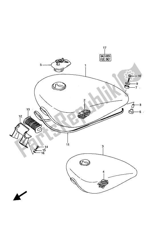 Toutes les pièces pour le Réservoir D'essence du Suzuki VS 750 Glfpefep Intruder 1987