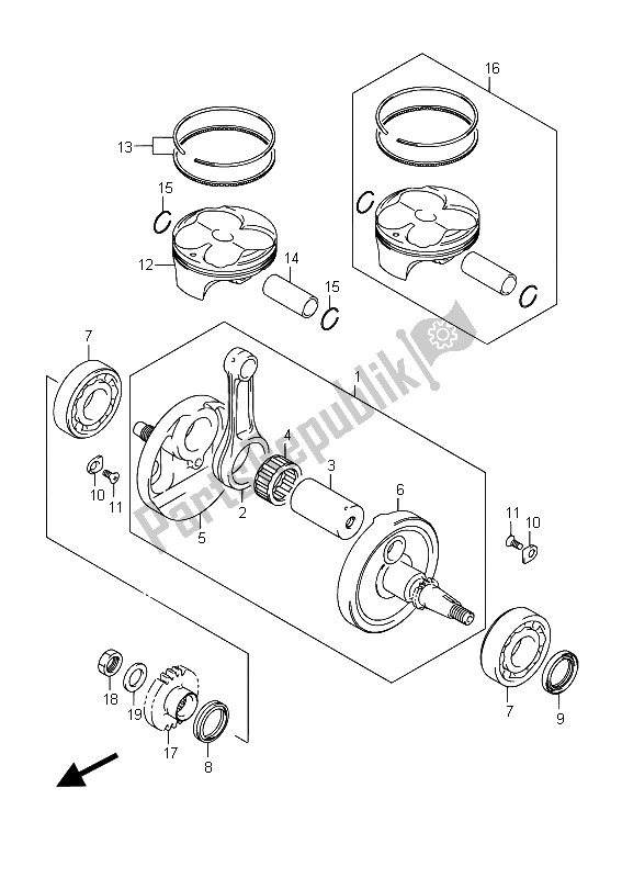 All parts for the Crankshaft of the Suzuki RM Z 250 2015