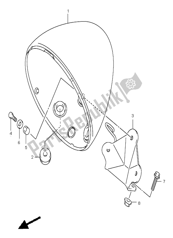 All parts for the Headlamp Housing of the Suzuki VL 800Z Volusia 2005