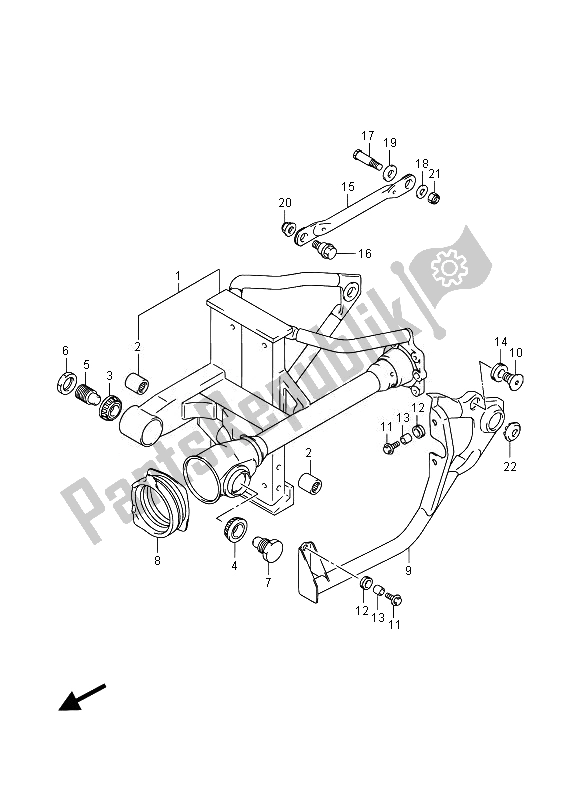 All parts for the Rear Swinging Arm of the Suzuki VZ 800 Intruder 2014
