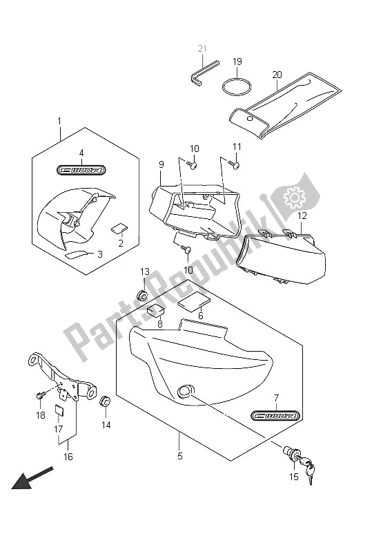 Todas las partes para Cubierta Del Marco (vlr1800uf E19) de Suzuki C 1800R VLR 1800 Intruder 2011