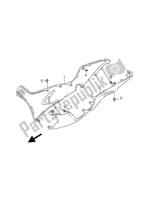 All parts for the Side Leg Shield (an400s) of the Suzuki Burgman AN 400S 2005