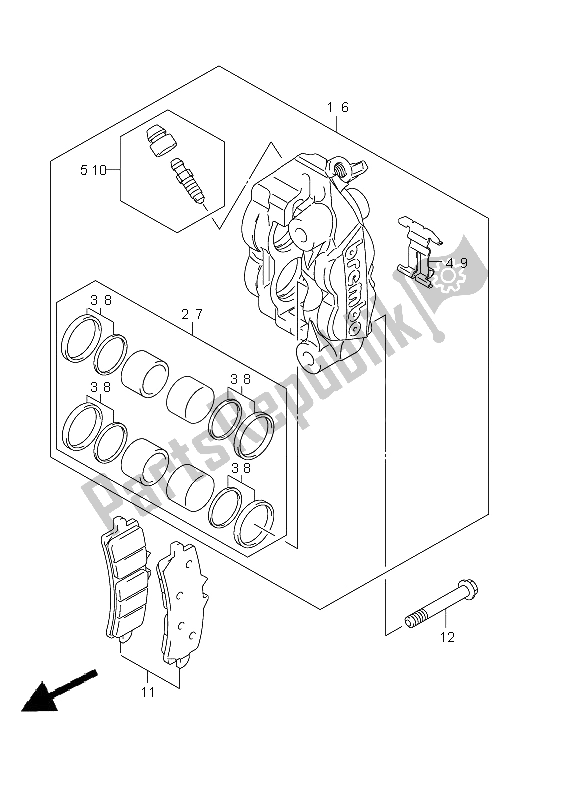 Tutte le parti per il Pinza Anteriore del Suzuki GSX R 600 2011