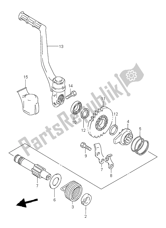 All parts for the Kick Starter of the Suzuki RM 80 2000