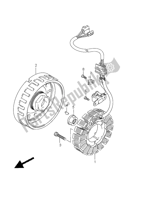 All parts for the Magneto of the Suzuki LT A 750 XPZ Kingquad AXI 4X4 2012