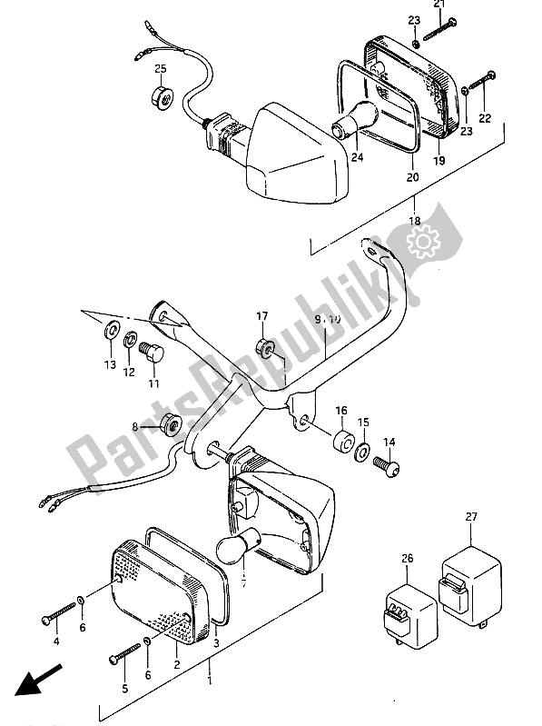 Todas las partes para Lámpara De Señal De Giro (e2-e4-e15-e16-e21-e22-e25-e30-e34-e39-e53) de Suzuki RG 250 Cffc Gamma 1987