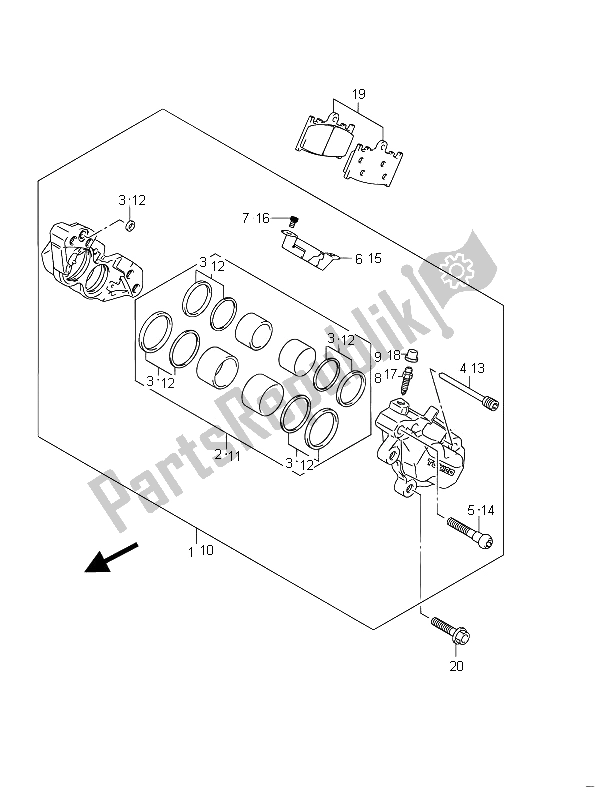 All parts for the Front Caliper (gsf650u) of the Suzuki GSF 650 Sasa Bandit 2011