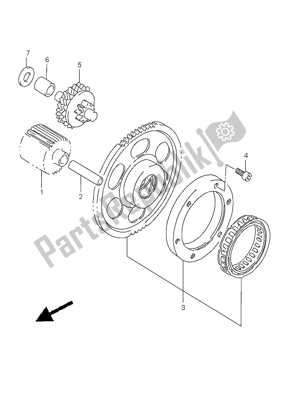 All parts for the Starter Clutch of the Suzuki VL 1500 Intruder LC 2006