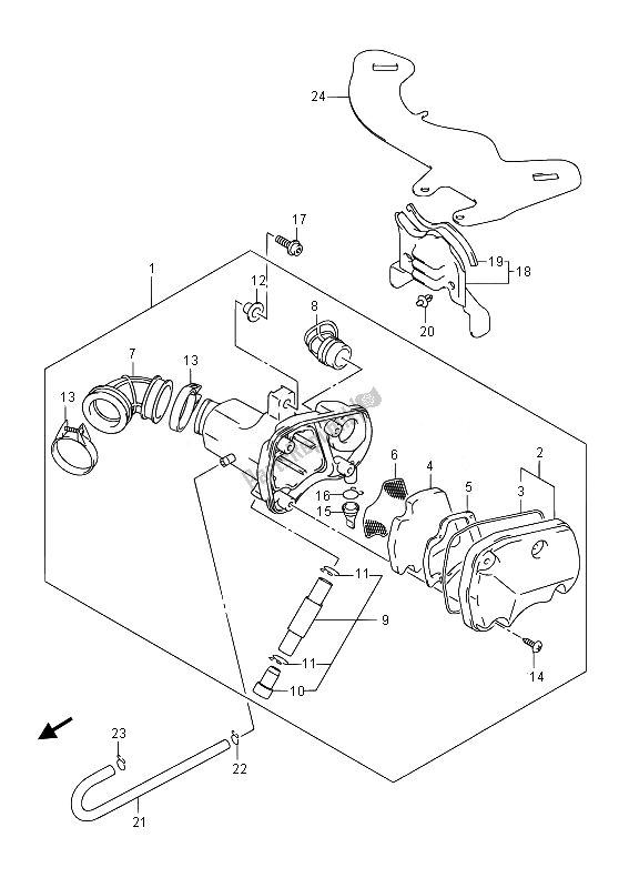 All parts for the Air Cleaner of the Suzuki DR Z 70 2014