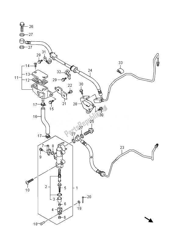 All parts for the Rear Master Cylinder (gsx1300ra E19) of the Suzuki GSX 1300 RA Hayabusa 2014