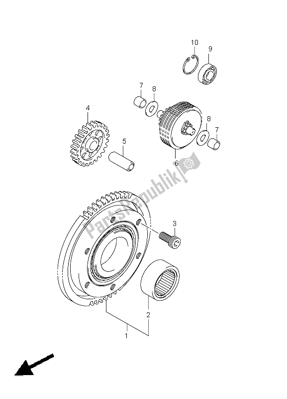 All parts for the Starter Clutch of the Suzuki LT A 750 XPZ Kingquad AXI 4X4 2011