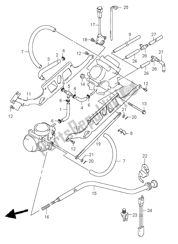 Alle onderdelen voor de Carburateur Fittingen van de Suzuki SV 650 NS 2001