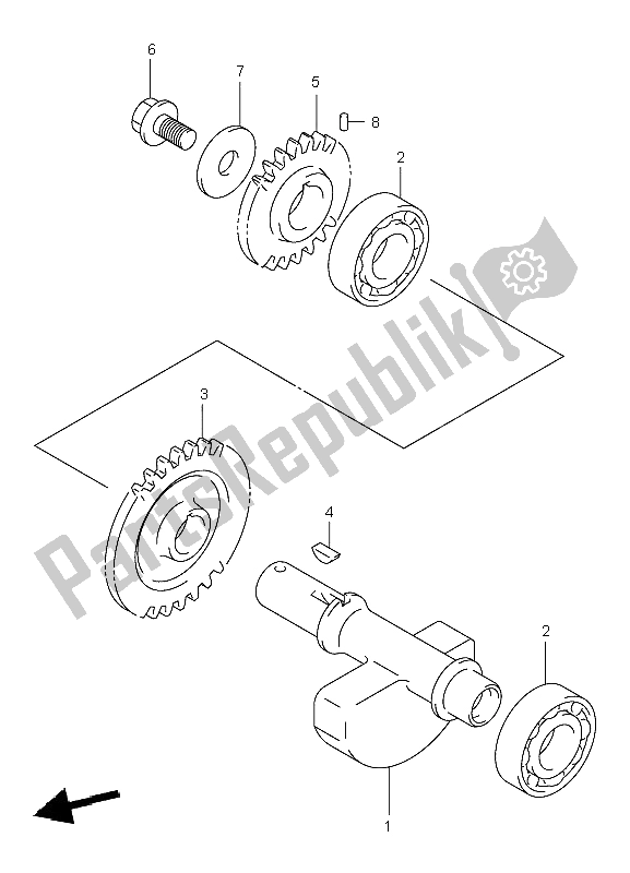 All parts for the Crank Balancer of the Suzuki LT A 400F Eiger 4X4 2004