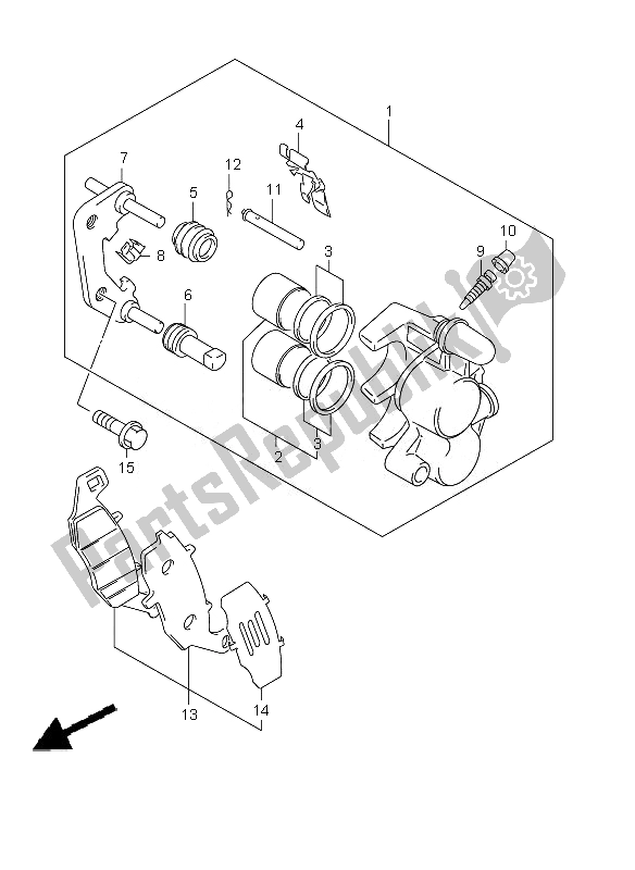 All parts for the Front Caliper (sv650s-su) of the Suzuki SV 650 SA 2010