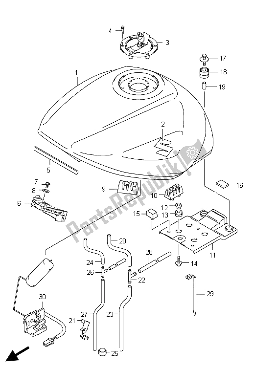 Tutte le parti per il Serbatoio Carburante (gsx650fua E21) del Suzuki GSX 650 FA 2012