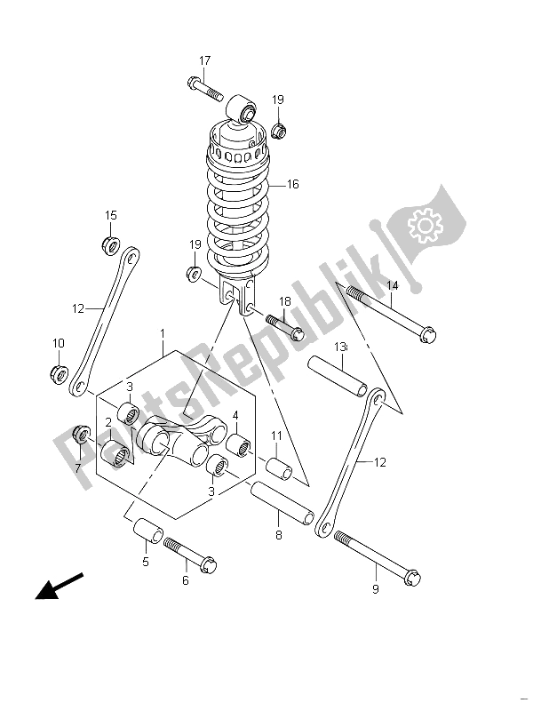 All parts for the Rear Cushion Lever of the Suzuki GSF 650 Sasa Bandit 2011