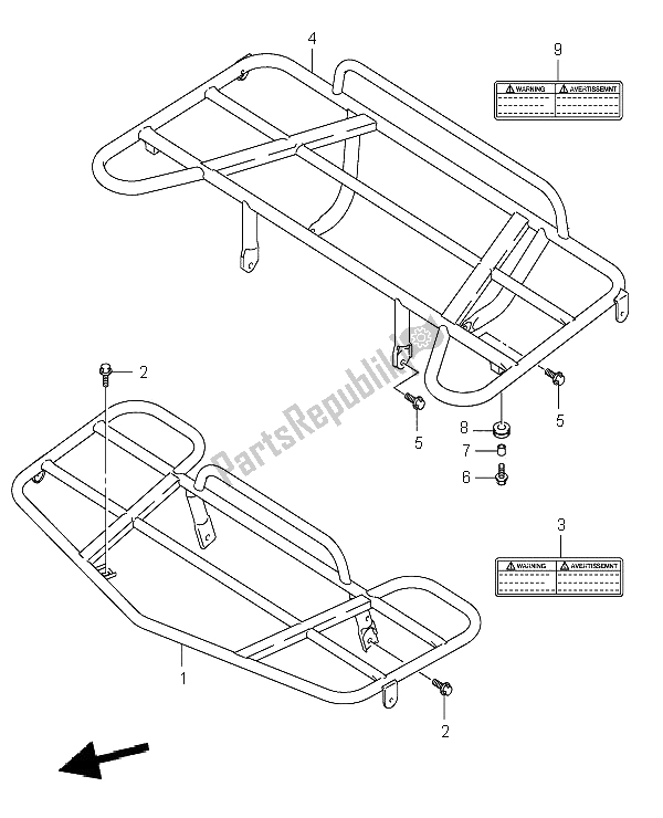 All parts for the Carrier of the Suzuki LT A 500F Vinson 4X4 2002