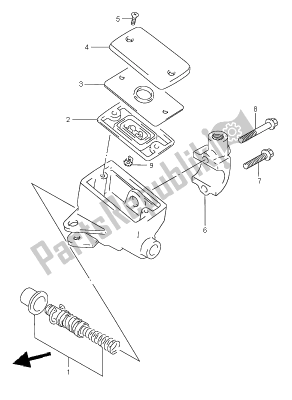 All parts for the Front Master Cylinder of the Suzuki GSX 750 1998
