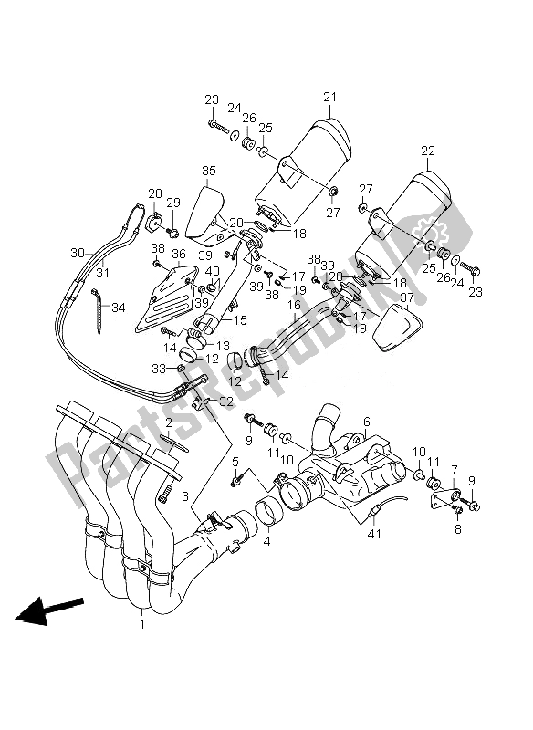 All parts for the Muffler of the Suzuki GSX R 1000 2007