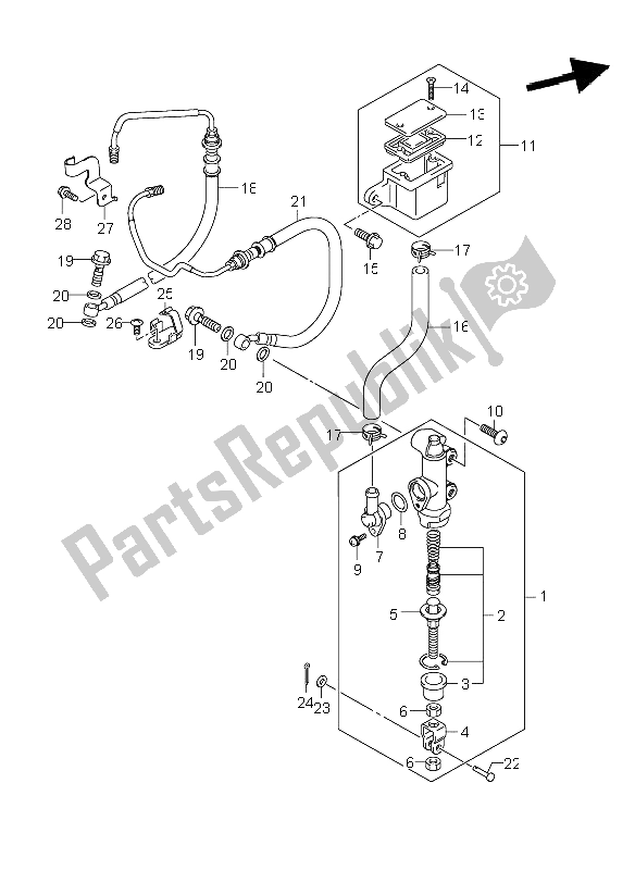 Todas las partes para Cilindro Maestro Trasero (gsx650fua E21) de Suzuki GSX 650 FA 2011