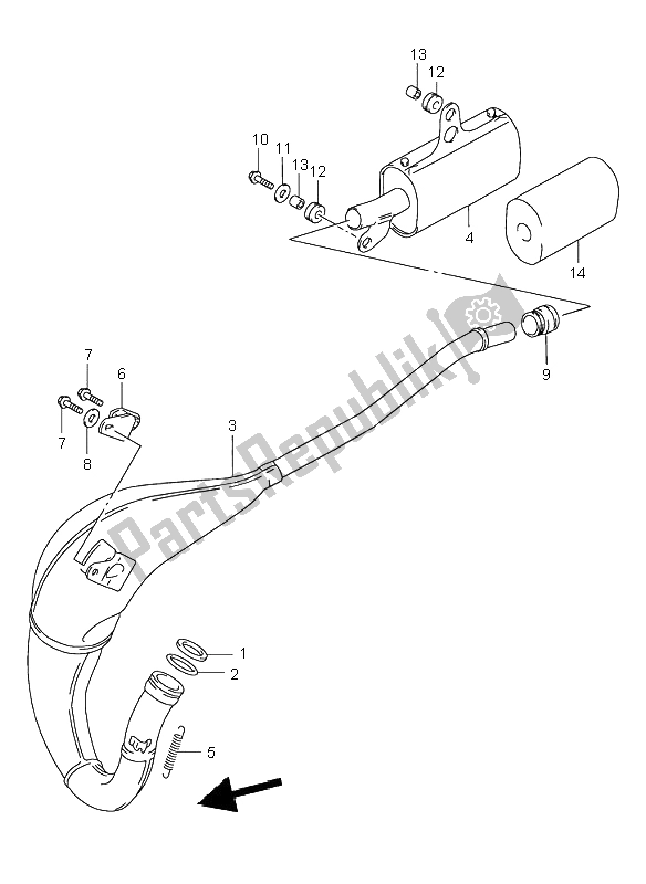 Tutte le parti per il Silenziatore del Suzuki RM 80 2001