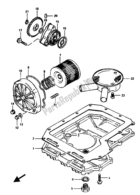 Tutte le parti per il Pompa Dell'olio E Filtro Dell'olio del Suzuki GSX 1100 Esef 1150 EF 1986