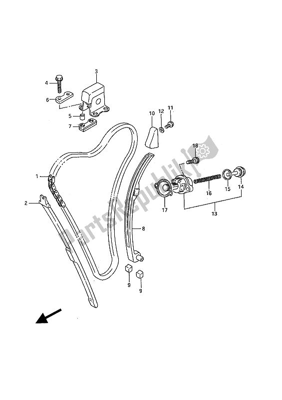 Alle onderdelen voor de Cam Ketting van de Suzuki GSX 1100F 1991