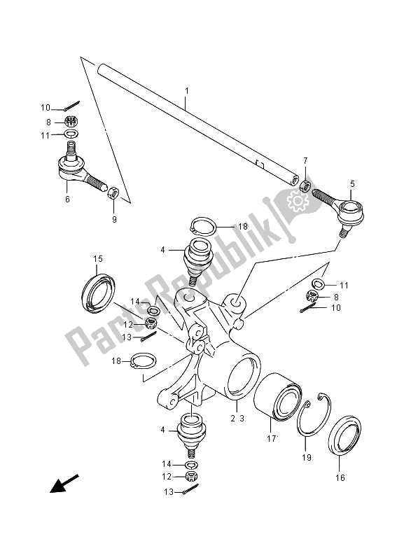 All parts for the Steering Knuckle of the Suzuki LT A 500 XPZ Kingquad AXI 4X4 2015