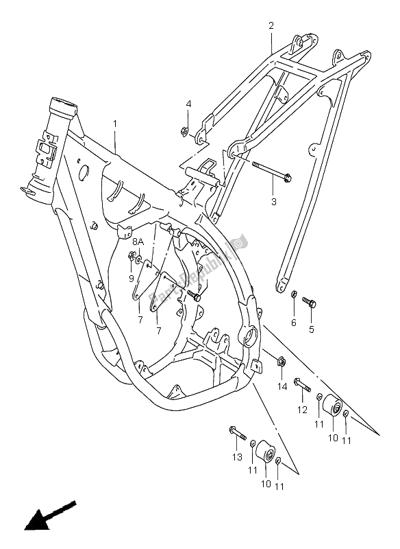 Todas as partes de Quadro, Armação do Suzuki RM 125 2000