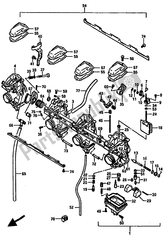 Alle onderdelen voor de Carburator van de Suzuki GSX R 750 1985