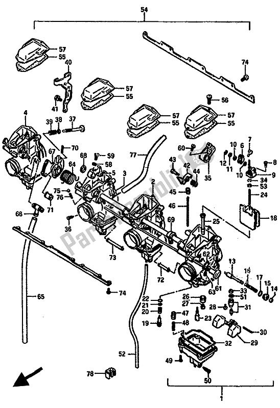 All parts for the Carburetor of the Suzuki GSX R 750 1985